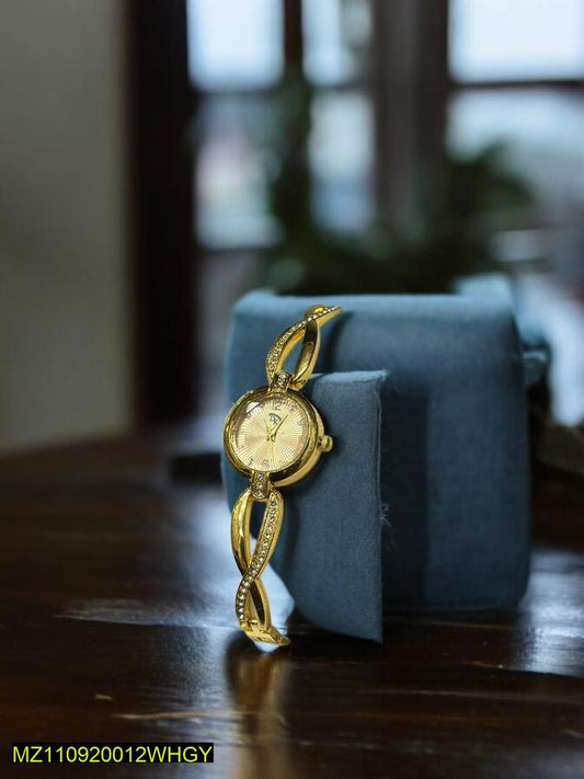 Royal Twist Bracelet Watch – Gold Elegance
