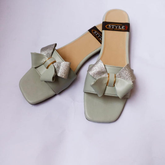 Women’s Stylish Slide Flats with Bow Detail