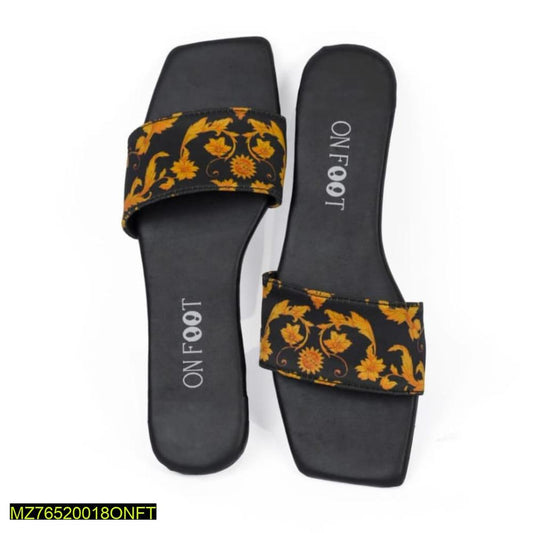 On Foot Floral Print Flat Slippers