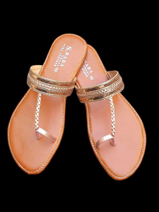 Sahara Metallic Strap Flat Sandals