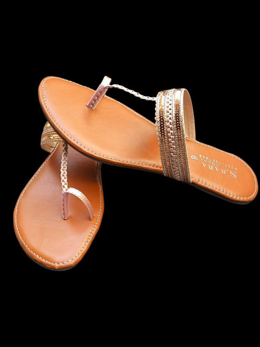 Sahara Metallic Strap Flat Sandals