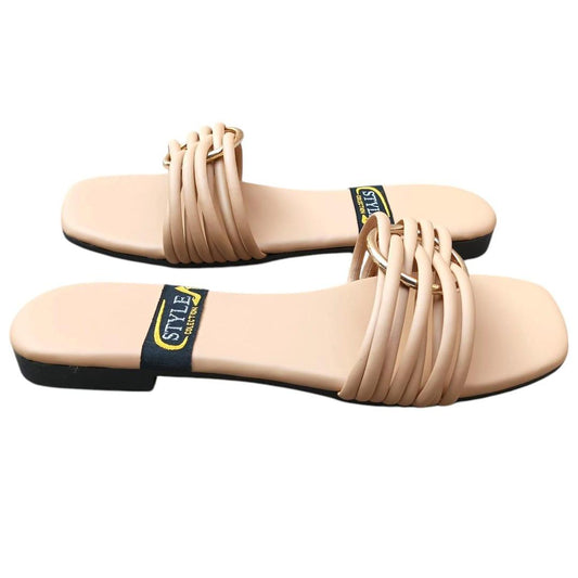 Style Collection Nude Strappy Flat Slippers