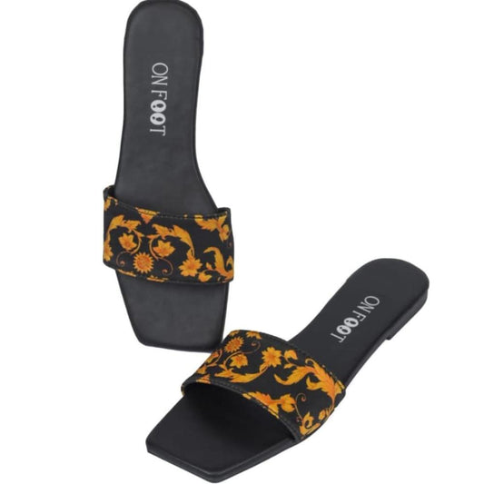 On Foot Floral Print Flat Slippers