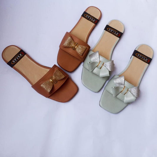 Women’s Stylish Slide Flats with Bow Detail
